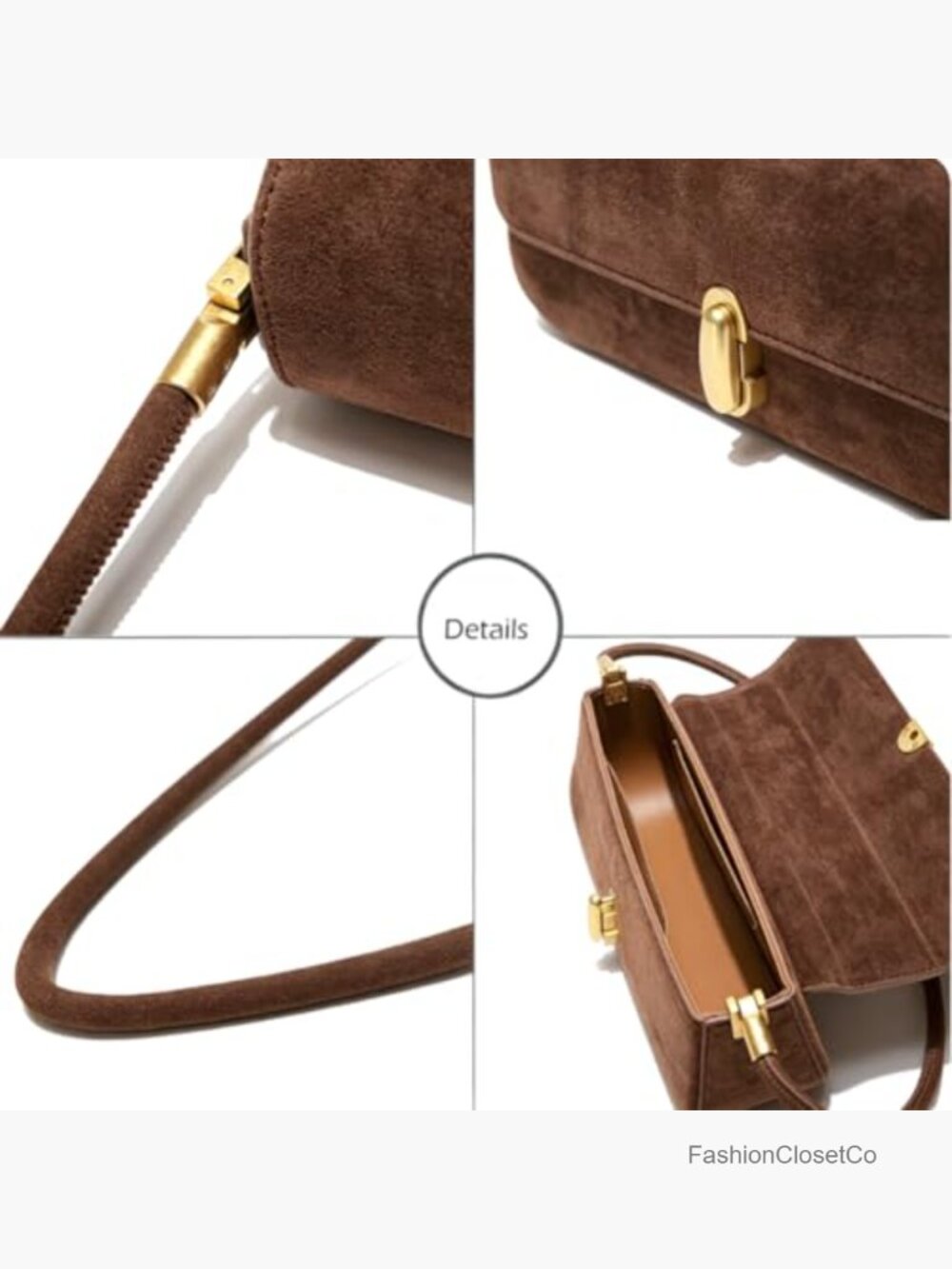 Faux Suede Shoulder Bag Square Shape Trendy Handbag - Picture 2 of 6